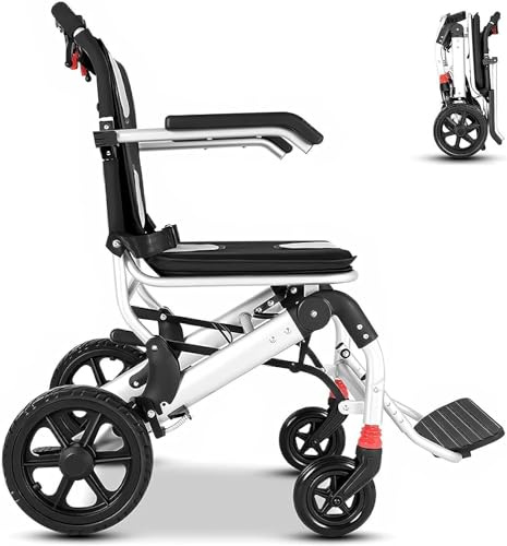 RAYACO Leichter Rollstuhl, Ultraleicht Rollstuhl Faltbar Leicht Bis 150 Kg Tragkraft Rollstühle Für Die Wohnung Und Urlaub, Reiserollstuhl, Transportrollstühle