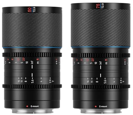 SIRUI Saturn 50 mm 75 mm Objektiv-Set T2.9 1.6X Vollformat-Kohlefaser anamorphes Objektiv, Cine Objektiv weniger als 500 g (Natur Fackel, E Mount)