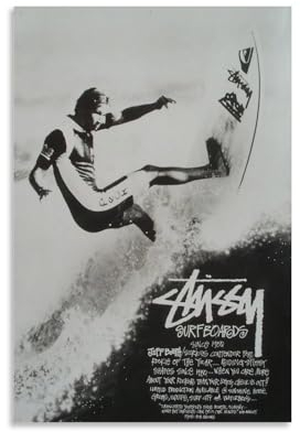 Vintage-Poster, Motiv: Stussy Surf, internationaler Stammstamm, Jeff Booth-Poster, Raumdekoration, Studentenwohnheim, Leinwandbild, Wandkunst-Poster für Schlafzimmer, Wohnzimmer, Dekoration, 30 x 45