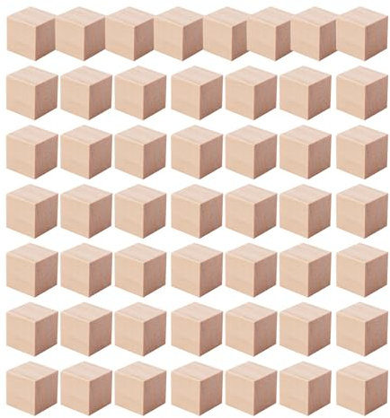 FRUHLING 50 Stück Holzwürfel 2 cm Natürliche Blanko DIY Holzblöcke Holz Quadrat Holzklötzchen Bastelwürfel für Basteln Malen DIY Handwerk Dekoration