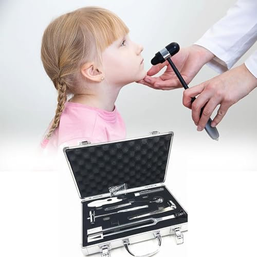 LBMED Martello Neurologico, Set da 7 Pezzi Riflesso Neurologico Medico con Valigia, Test di Puntura Spillo, Temperatura, Pressione Tattile, Sensazione Vibrazione E Riflessi Tendinei, Veloce E Preciso