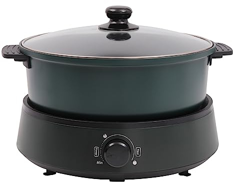 Electric Hot Pot, Cooker Separable Shabu Shabu Pot with Divider,Hotpot Pot Cooker Dual Sided,Non-Stick 4L Fondue Pot for 1-5 People,Suitable for Cooking hot Pot, Steak, stir-Fry, hot Soup (Green)