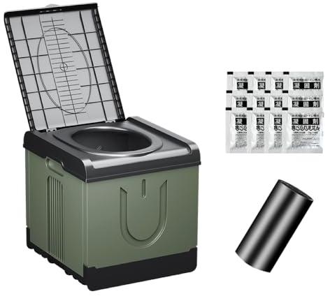 Nomadnia Extra Large Plus Size Big and Tall Portable Toilet, Ideal as Porta Potty for Adults, Camp Toilet, Travel Potty for Car, Trucker or Boat. Poo Gel and Bags Included. Green