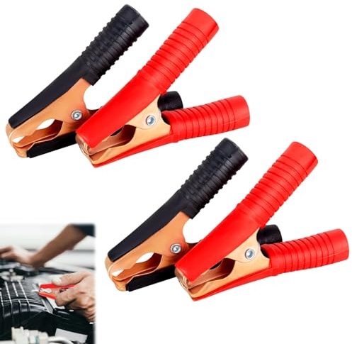 XCDMJ Batterie Zange Klemmen, 4PCS Krokodilklemme Kupfer Krokodilklemmen Autobatterie Groß Batterieklemmen Isolierte Batterieklemmen 100 A für Fahrzeug Ladekabel, Auto Fahrzeug Ladekabel