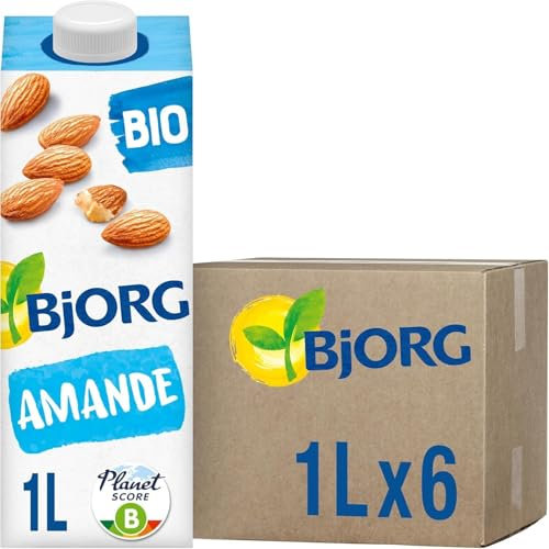 BJORG - Lait d'Amande Bio – Boisson Végétale Bio – Pauvre en Acides Gras Saturés – 1 L x 6