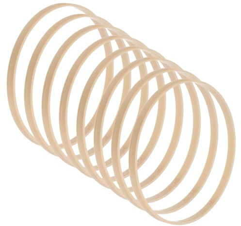 M METERXITY 8 Pack Bamboo Floral Hoop-6 Inch Craft Wooden Wreath Rings, Apply to DIY Wedding Wreath Decor/Macrame Dreamcatcher/Wall Hanging Crafts
