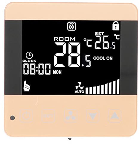 Termostato Fan Coil, Pantalla LCD Termostato de Aire Acondicionado Central, Automático, Velocidad Alta Media Baja, Sensor Equipado con Pantalla LCD (WiFi)