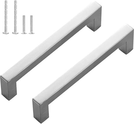 ENLACE Möbelgriffe Silber, 6 Stück Küchengriffe 128mm Lochabstand Edelstahl Schrankgriffe mit 24 Schraube, für Schublade, Schrank, Möbel, Küche, Küchenschränke, Kleiderschrank