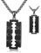 DAYLINLOVE Herren Rasierklinge Halskette 925 Sterling Silber Schwarz Hip Hop Halskette Rasierklinge Modell Dog Tag Anhänger für Männer