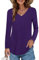 Elesomo Shirts for Women Long Sleeve V Neck Tshirts Casual Cotton Tunic Tops, Purple 16