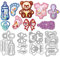 MAYJOYDIY Niedliche Bären Stanzformen Neugeborenen Fußabdrücke Metall Stanzformen Schnuller Strampler Präge Stanzschablone Für Scrapbooking Bastelpapier Geburtstagskarten Geschenkdekoration