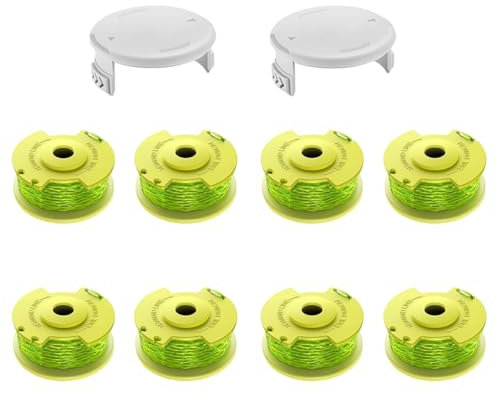 LADAMI Ryobi Strimmer Spool Strimmer Spool Line for Ryobi One PLUS+ AC80RL3 Cordless Trimmers （8 Pcs + 2 Pack Caps）