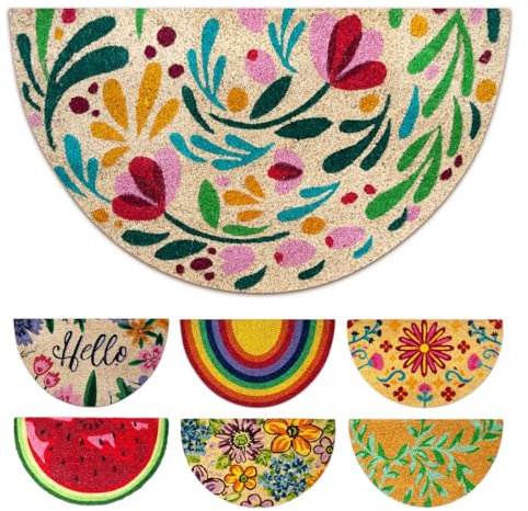 LUA VIKA Fußmatte Kokos halbrund - Flora - 40x70 cm - Fussmatte Aussen und Innen - Fussmatten Haustür - Türmatte Außen - Fußmatten - Kokosmatte Fußmatte