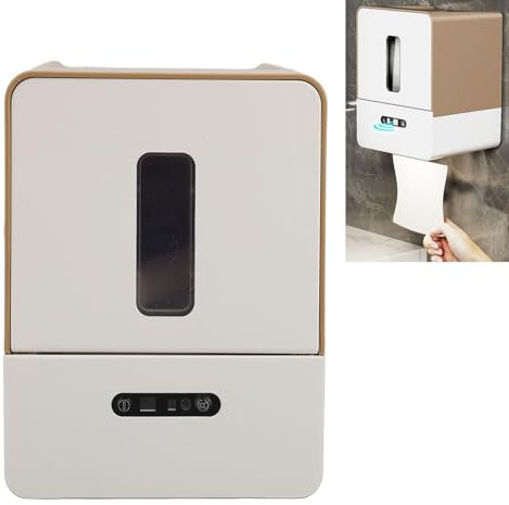 Dispensador de Toallas de Papel Automático sin Toque - Dispensador de Rollo Eléctrico Inteligente de Montura de Pared con Sensor y Luz Nocturna para Baño, Cocina y Hotel (Brown)