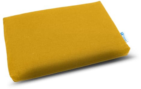 Yogan Kopfkissen/Kopfpolster (2,5 cm) für Yoga/Pilates, Außenbezug aus Bio-Baumwolle (abnehmbar und waschbar), Innenbezug mit recycelter Faserfüllung, 30 cm x 20 cm x 2,5 cm (Honig)
