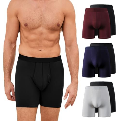 ZAKASA Bambou Caleçons Hommes Boxers: sous-vêtements Boxers Ajustés Shorts Homme Ultra Doux et Respirant sans Étiquette 3D Poche XXL Classique Lot de 6