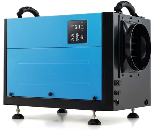 FANTASK Luftentfeuchter mit 3 Modi & 24H Timer, Bautrockner hängend & freistehend 2in1, Industrie Trocknungsgerät mit Ablaufschlauch & automatischer Abtauung (Blau,20-58 L/Tag)