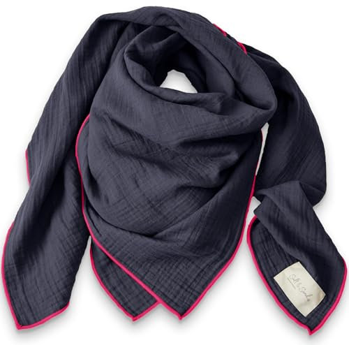 Salt & Sand Musselin Tuch Damen blau mit pink