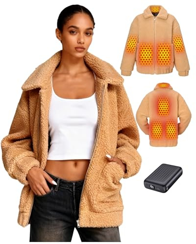 Topdot Polaire Veste Chauffante Femme avec Batterie Externe 18400mAh 12 V