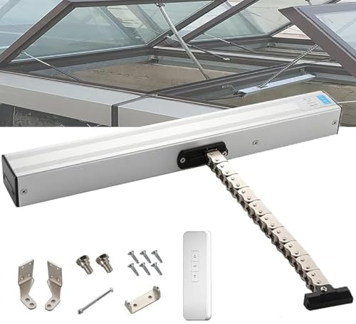 Elektrischer Fensteröffner mit Fernbedienung & Regensensor - 600 Nm leiser Doppelschichtkettenantrieb für Dachfenster und Dachlüfter