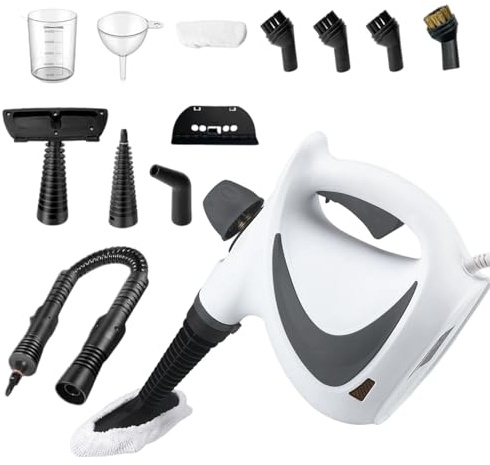 Nettoyeur à vapeur pour la maison - Vaporisateur à main, machine électrique avec 12 accessoires pour tissus d'ameublement, meubles, sols, animaux de compagnie, vêtements, tapis détaillés auto tissu