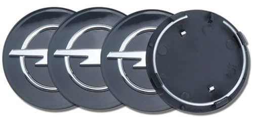 Auto Nabendeckel für Opel, 4 Stück Schwarze ABS OEM Radnabenkappen Felgenkappene Nabenkappen Zubehör (64 mm)