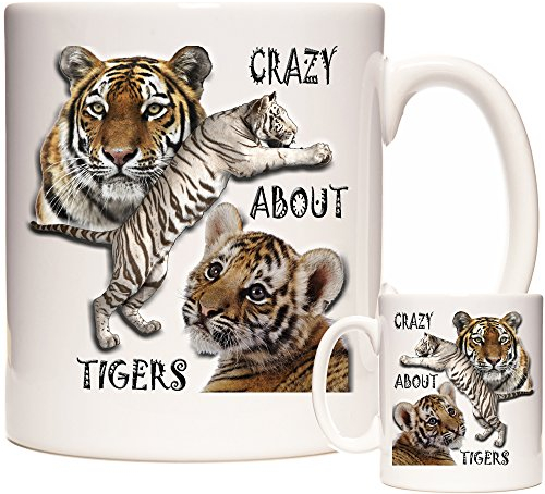 KAZMUGZ Tazza in ceramica con immagine di tigre bianca e tigri gialle su git per fan della tigre da 325 ml