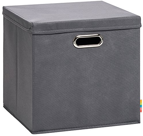 Storanda | Aufbewahrungsbox LEA + Deckel | Faltbox | Korb | 33x33x33 cm | Anthrazit