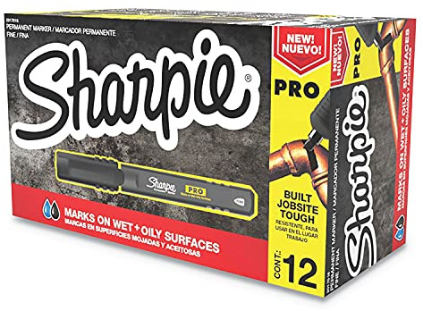 Sharpie Pro Permanent Marker, Fine Point, Black, 12-Count Marker (2017818)