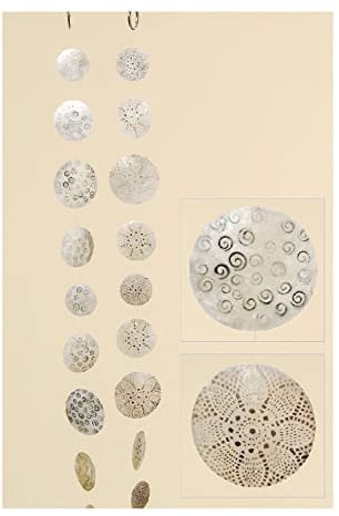 B.H.C. Curley, Capiz, Girlande, Windspiel, Set bestehend aus 2 STK je 1,80 m Länge, Design in Weiss und silberfarben, Perlmutt