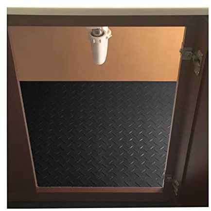 Resilia Premium Under The Sink Mat- Large Universal Size, Cut to Fit Cabinets, Shelf & Drawer Liners, Thick Plastic Diamond Plate Surface, 24 x 48 inches, Black
