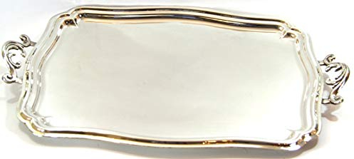 VASSOIO in SHEFFIELD argento-LA PIU’ ALTA QUALITA’ DI SILVER PLATED-cm50x33 CLASSICO CONTEMPORANEO