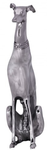 KADIMA Design Deko Design Dog aus Aluminium silbern Windhund Skulptur Hundestatue
