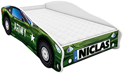 ACMA Kinderbett Autobett Auto Junior mit Lattenrost und Matratze 140x70 160x80 180x80 (160x80, 7 + Name)