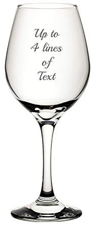 Personalised Engraved Wine Glass - with Up to 4 Lines of Customised Text to Personalise