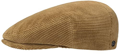 LIERYS Glaston Corduroy Flatcap Klassisch einfarbig Baumwollcap mit Futter Herren Herbst Winter braun 59 cm