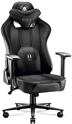 DIABLO X-Player 2.0 Sedia da Gaming Gamer Per Bambini Poltrona Ufficio Scrivania Braccioli 3D Tessuto Pelle Sintetica Design Ergonomico Supporto Lombare Meccanismo di Inclinazione Nero Kids (S)