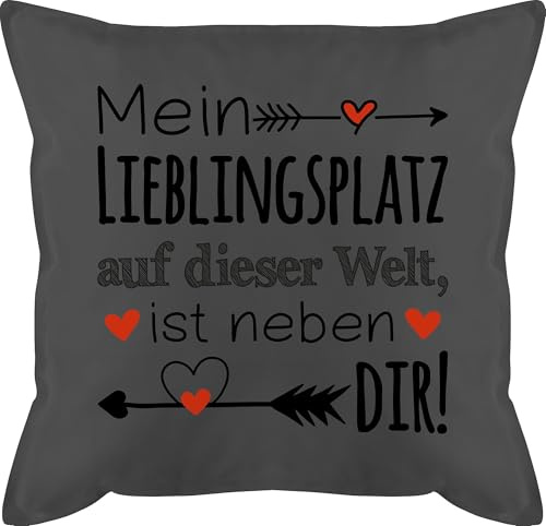 Shirtracer Kissen 50x50 - Valentinstag Ideen - Mein Lieblingsplatz auf Dieser Welt ist neben dir I Geschenk Beziehung Partner Partnerin Liebeserklärung Freund Freundin Paare - 50 x 50 cm - Grau