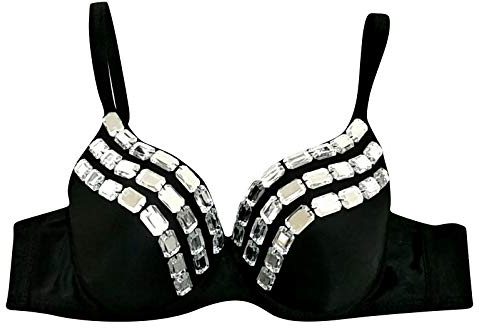 Vimoli Bustier Damen BH Klassische Frauen Wohlfühl Bustiers Tops Mode Strass Sexy Punk Lady Goth Silber Party Nieten BH Jazz Tänzer Pole Dance Strass Bikini BH Sport-BH Bandeau T-Shirt Bra BH