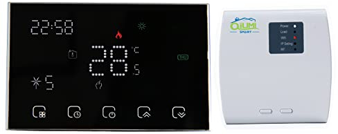 Qiumi RF Smart Wifi Termostato inalámbrico Termostato de agua programable Pantalla LCD Funciona con Alexa Google Home, Pantalla de luz matricial LED, 3A 2AA batería