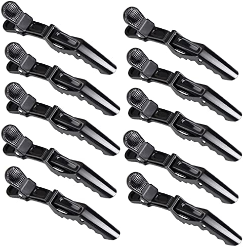 Fermagli per Capelli di plastica,12 Pezzi Nero Antiscivolo Coccodrillo Clip Pinze per Capelli Professionali per Parrucchiere Sezionamento per Donne,Nero