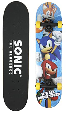 Sonic The Hedgehog 78,7 cm Skateboard, 9-lagiges Ahorn-Schreibtisch-Skate-Board für Cruising, Carving, Tricks und Downhill