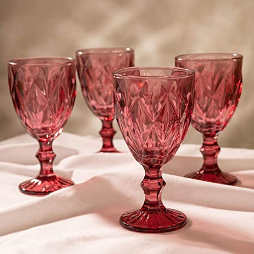 HOMLA Lunna Lot de 4 verres à vin et à eau Rose 310 ml 100% verre
