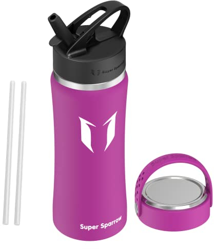 Super Sparrow Trinkflasche Edelstahl - 1000ml - Straw Große Öffnung Thermoskanne, BPA-Frei Wasserflasche - Kohlensäure Sport Trinkflaschen für Kinder, Sprudel, Sport, Uni, Schule, Fitness, Outdoor