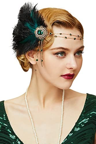 BABEYOND 1920s Stirnband Damen Pfau Feder Haarspange Gatsby Fasching Kostüm Haar Accessoires