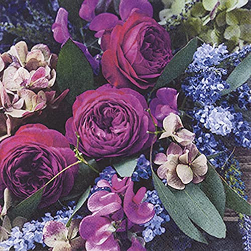 20 Servietten ?ppges Blumenbouquet | Blumen | basteln | neutral | zeitlos | Tischdeko | Decoupage | Serviettentechnik 33x33cm