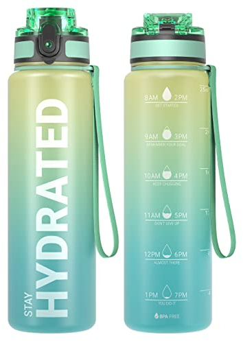 Sahara Sailor Bouteille d'eau, Gourde Sport 500ML avec Marqueur de Temps de Motivation, sans BPA, Étanche & Réutilisable, pour Sport, Camping (1 Bouteille)