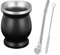Set Mate, Con Pajita y Brocha, Taza de Mate para Cocinas, Restaurantes, Cafeterías, Negro