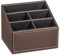 TIENDA EURASIA - Portamandos, Organizador Mandos TV, Aire Acondicionado, Domotica, Guarda Mandos con 5 Departamentos, Porta Mandos de 17 x 13 x 13 cm en Polipiel (Marrón)