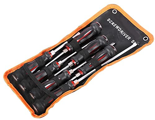 7Pcs Demolition Screwdriver Set CR-V Strong Magnetic Demo Driver Slotted Phillips Impact Kit Chiselling and Loosening Seized Screws(7-Piece Set)